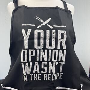 Funny Apron Your Opinion Wasn't In The Recipe Adjustable Unisex Grilling BBQ NEW